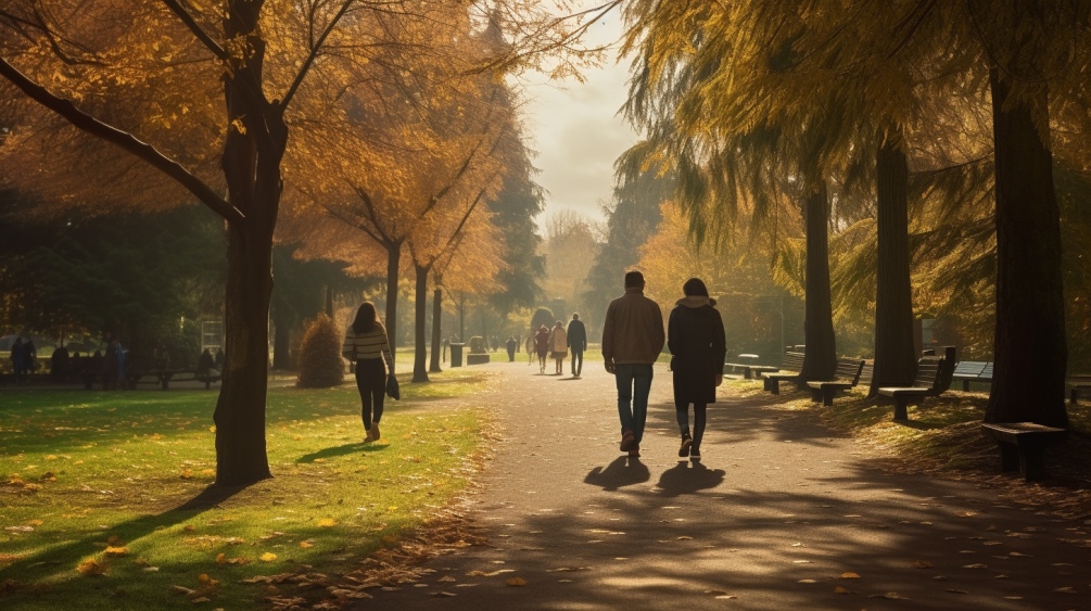 People walking in a public park
