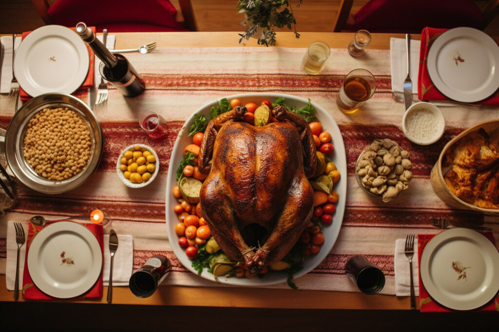 Thanksgiving Meal at a Dining Table