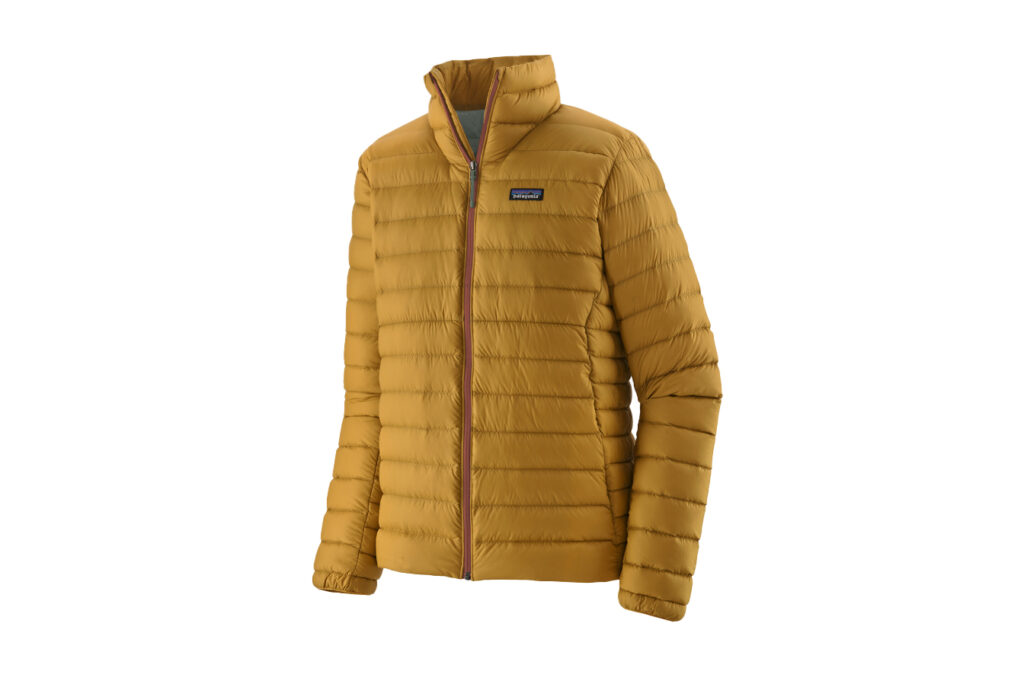 A gold, windproof down jacket