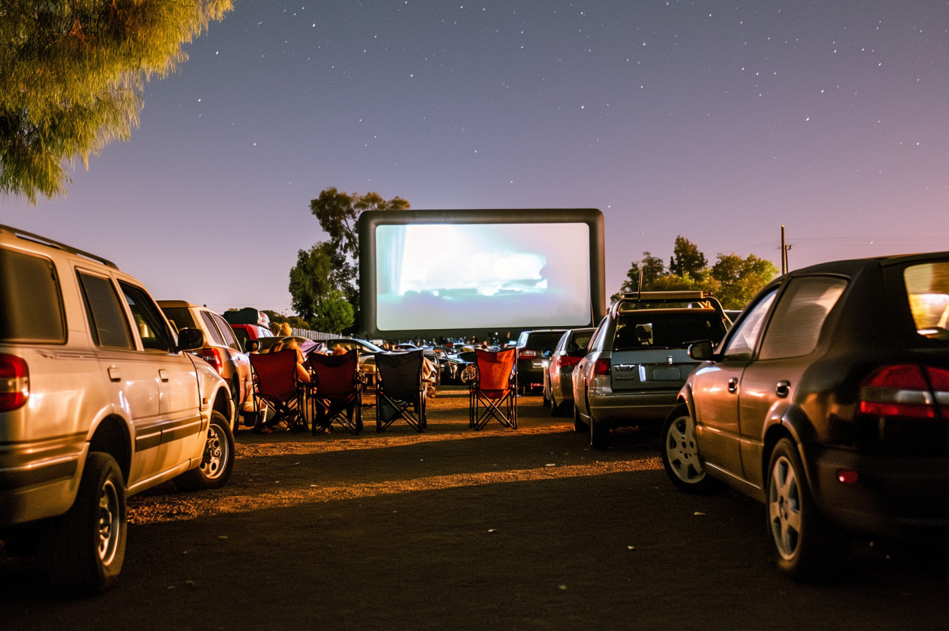 Drive-in theater lot full of cars
