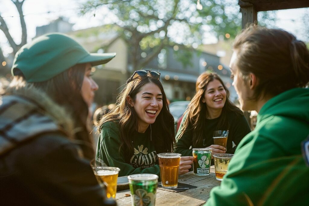 A Group of People Dressed in Green Attire Enjoying a St. Patrick’s Day Celebration