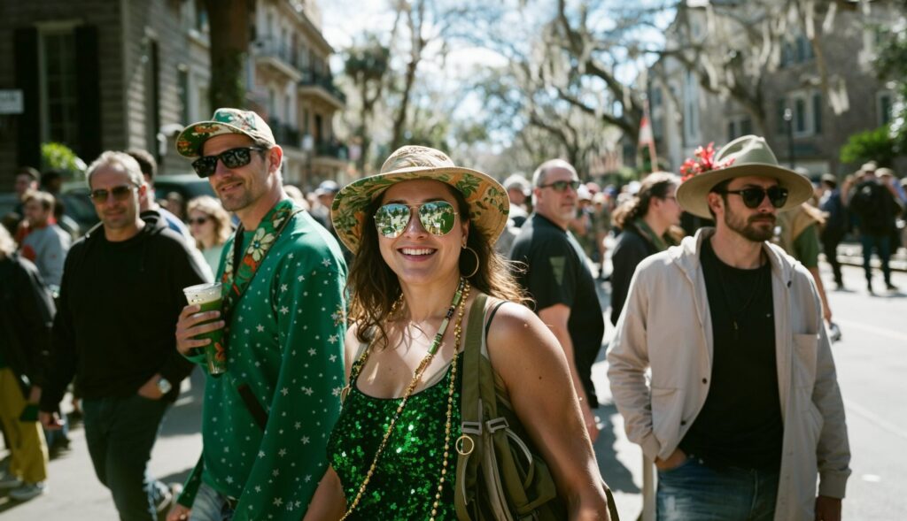 People Outdoors Celebrating St. Patrick's Day