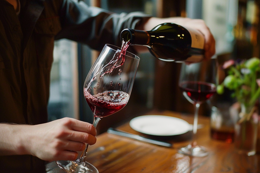 Person Pouring Red Wine in a Glass
